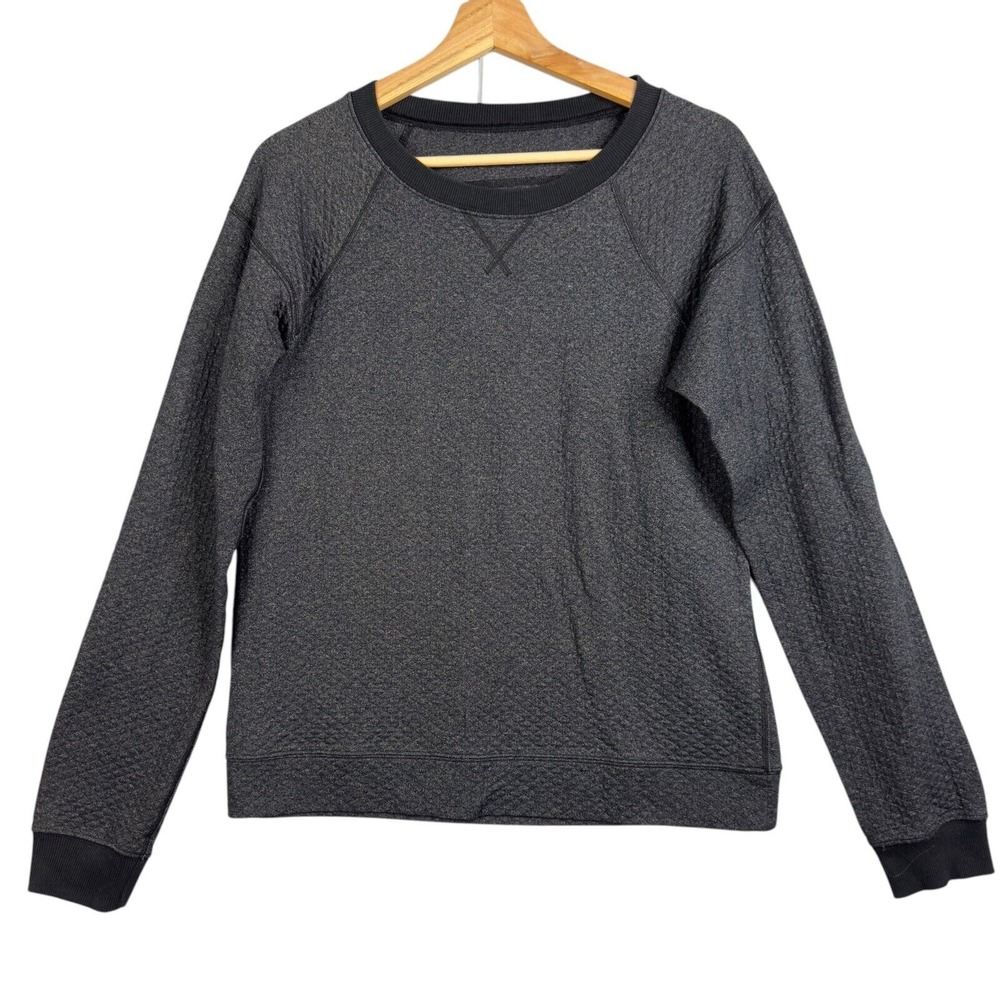 Lucy Long Sleeve Sweatshirt Women's Size Small Gray square knit Crew neck‎